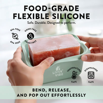 LIVINVIBE Silicone Freezer Tray Set with Lids – 4 Pack 250ml