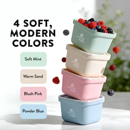 LIVINVIBE Silicone Freezer Tray Set with Lids – 4 Pack 250ml